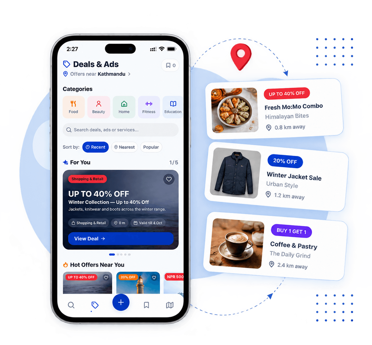 GenZ Link deals and offers mobile app screen and local offer cards